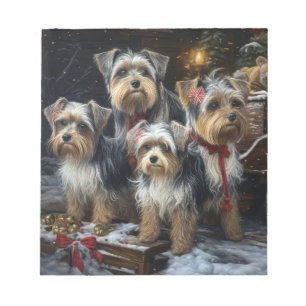 Bloc-note Biewer Terrier enneigé traîneau décor de Noël