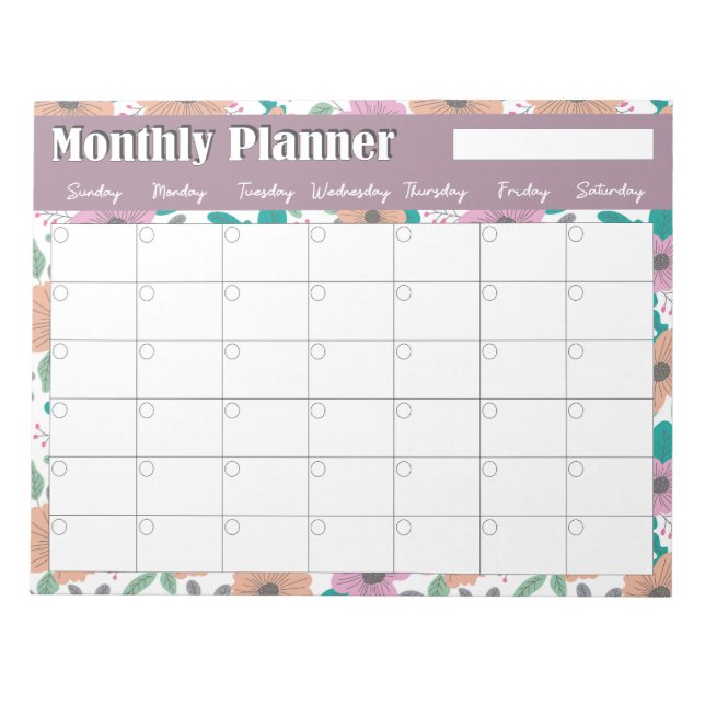 Bloc-note Big Bright Flowers Monthly Planner (Devant)