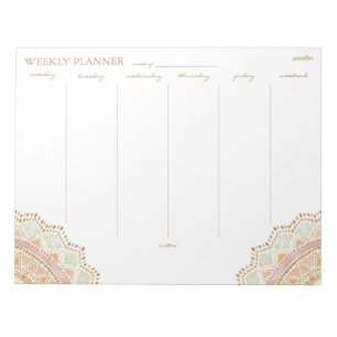 Bloc-note BIG LOVE Joli Boho Or Mandala Weekly Planner