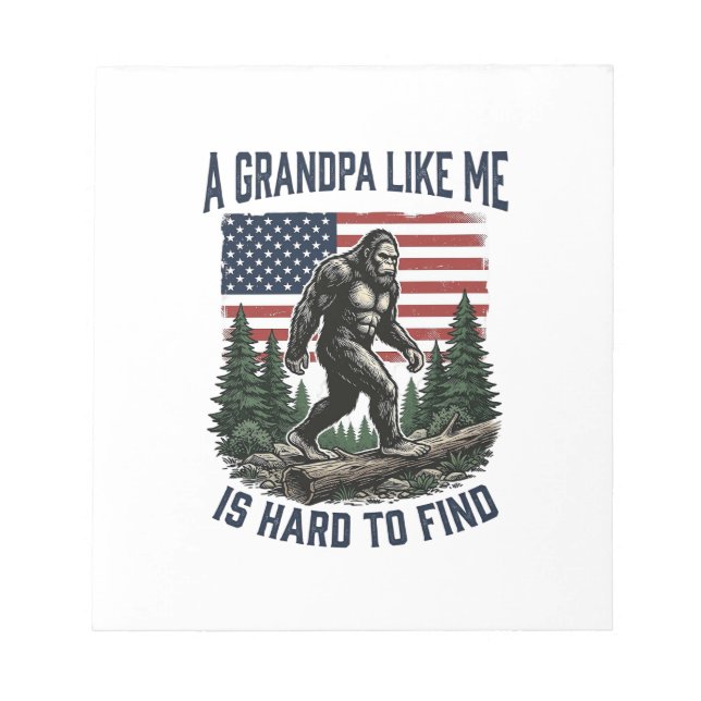 Bloc-note Bigfoot Grandpa Vintage American Flag Shirt Design (Devant)