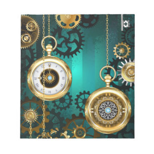 Bloc-note Bijou Steampunk Montre sur un Fond Vert