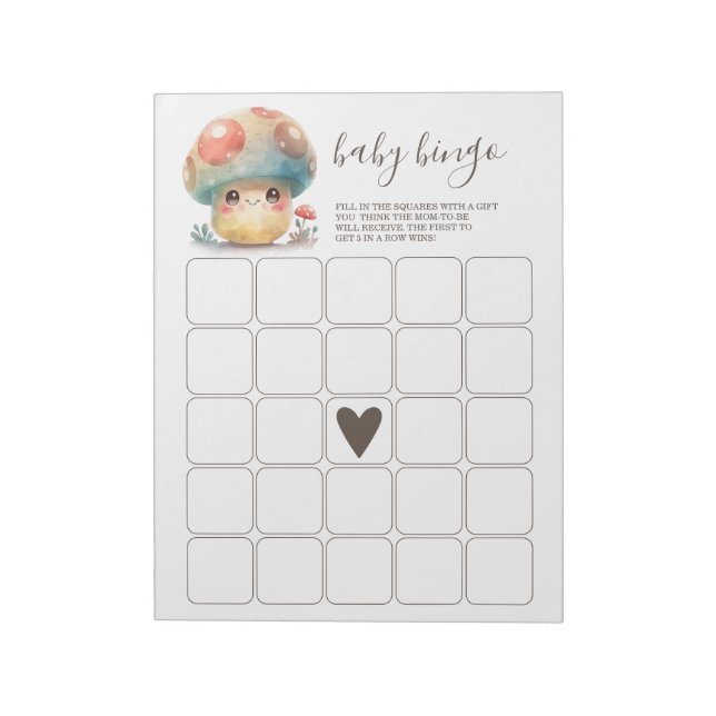 Bloc-note Bingo Bébé Champignon Fantaisiste (Tourné)