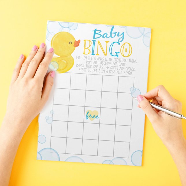 Bloc-note Bingo cadeau de canard en caoutchouc Baby shower p (Baby Bingo Gift Bingo Watercolor Rubber Duck Baby Shower Game Pack of 40 Answer Sheets)