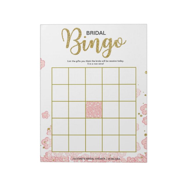Bloc-note Bingo Mariage Floral Rose (Tourné)