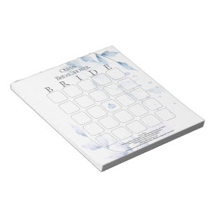 Bloc-note Bingo nuptiale en lilas bleu et blanc pâle