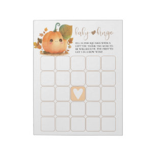Bloc-note Bingo pour bébé Citrouille d'automne doux