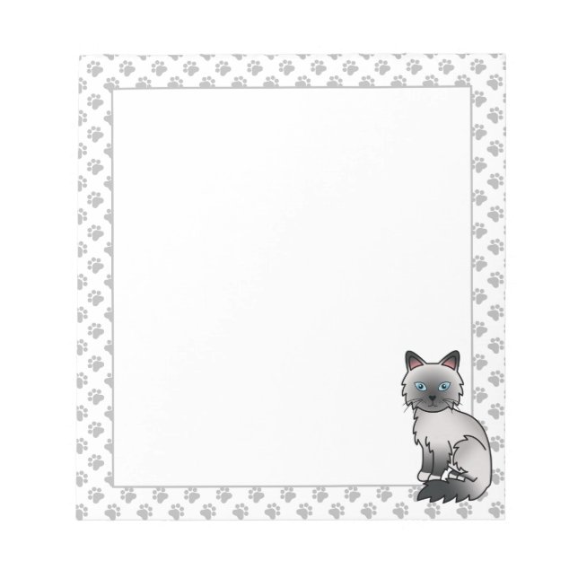 Bloc-note Birman / Ragdoll Point Bleu Chat & Pattes Mignon (Devant)