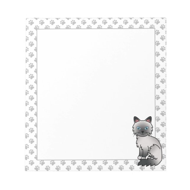 Bloc-note Birman / Ragdoll Point Bleu Chat & Pattes Mignon (Devant)