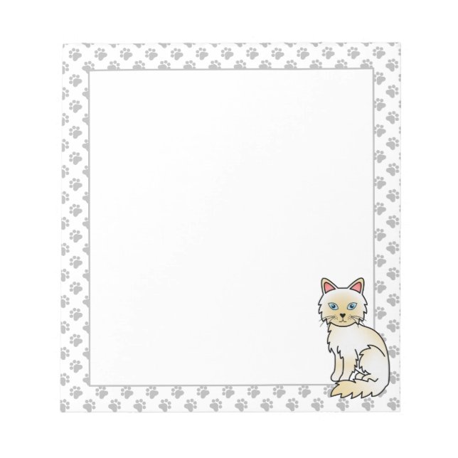Bloc-note Birman / Ragdoll Point crème Chat & Pattes Mignonn (Devant)