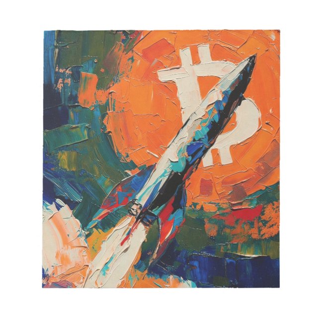 Bloc-note "Bitcoin Moon" Peinture à l'huile #3 (Devant)