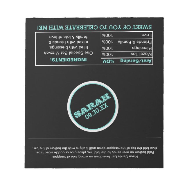 Bloc-note Black and Teal Name Logo Candy Wrappers (Devant)