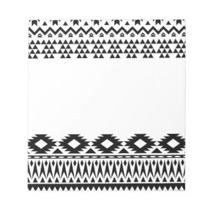 Bloc-note Black and White Aztec geometric vector pattern