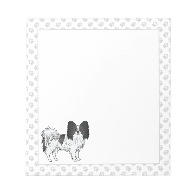 Bloc-note Black And White Papillon Cartoon Dog With Paws (Devant)