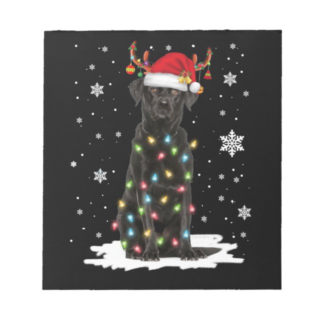 Bloc-note Black Lab Labrador Christmas Tree Light Pyjama Chi (Devant)
