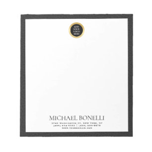 Bloc-note Black Leather Gold Circle Logo professionnel