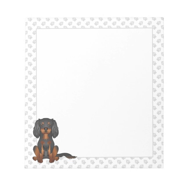 Bloc-note Black & Tan Cavalier King Charles Spaniel & Paws (Devant)