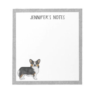 Bloc-note Black Tri Pembroke Welsh Corgi Chien Et Texte