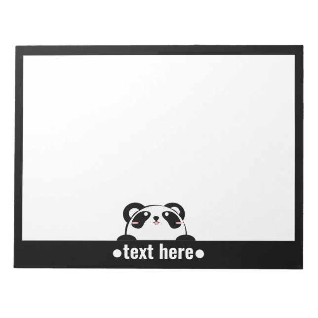 Bloc-note Black White Cartoon Panda Cute NAME (Devant)