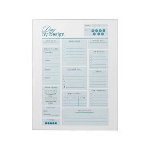 Bloc-note Blanc et bleu moderne minimaliste Jour par conce