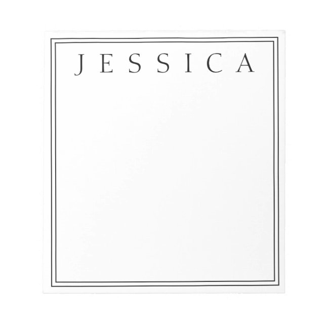 Bloc-note Blanc et noir | Votre nom (Devant)