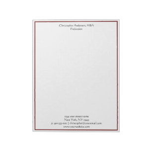 Bloc-note Blanc Minimaliste Professionnel Entreprise Bourgog