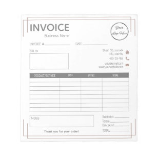 Bloc-note Blancs de base avec logo petite entreprise facture