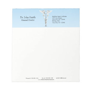 Bloc-note Blancs miroir dentaire Caduceus Toothbrush Médical