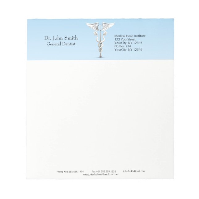 Bloc-note Blancs miroir dentaire Caduceus Toothbrush Médical (Devant)