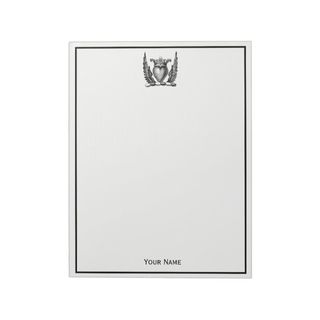 Bloc-note Blason du Cœur Héraldique avec Ailes Crest (Tourné)