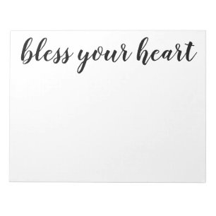 Bloc-note Bless Your Heart Black Script Print