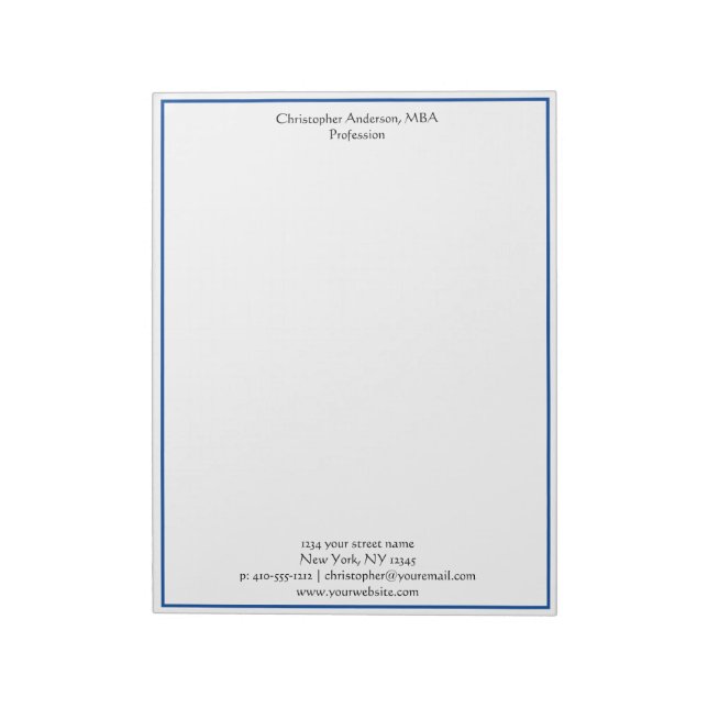 Bloc-note Bleu blanc minimaliste Business Note professionnel (Tourné)