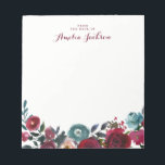 Bloc-note Bleu Bourgogne Floral Note personnalisée Papeterie<br><div class="desc">Plus de jolis Notepads dans le Little Bayleigh Store!</div>