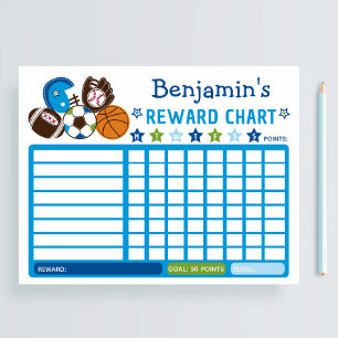 Bloc-note Bleu Boys Sports Balls Reward Graphique Chore