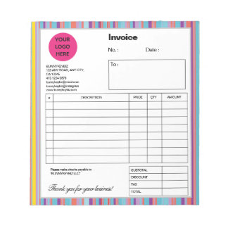 Bloc-note Bleu Colorful Stripe Entreprise Magasin Facture