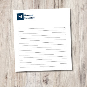 Bloc-note Bleu de Prusse Élégant Chic Tendance Monogramme Li