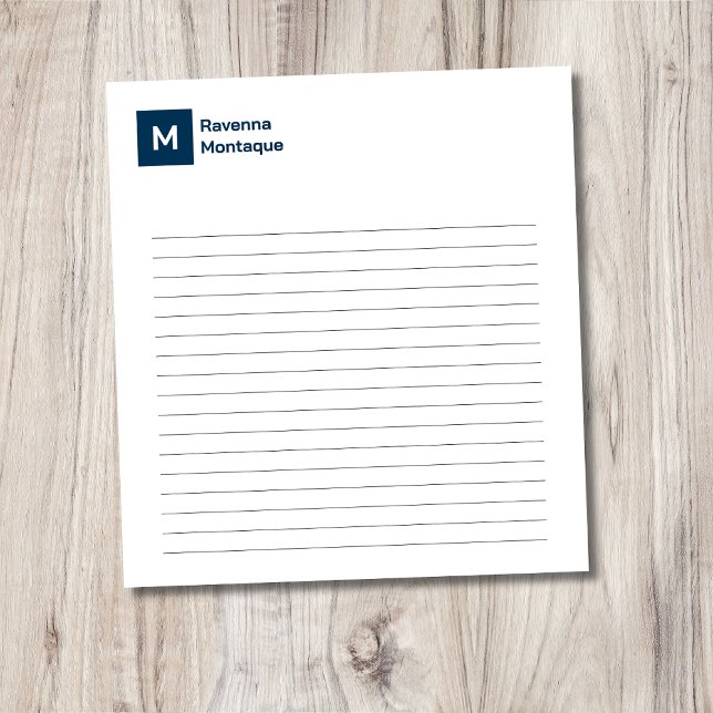 Bloc-note Bleu de Prusse Élégant Chic Tendance Monogramme Li (Créateur téléchargé)