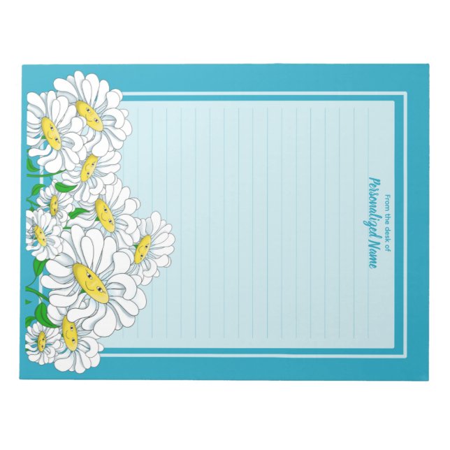 Bloc-note Bleu des marguerites joyeuses - Ligne Bleue (Devant)