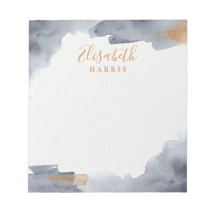 Bloc-note Bleu et or Aquarelle