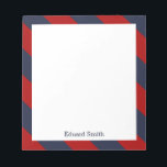 Bloc-note Bleu et rouge rayures personnalisées<br><div class="desc">Ce bloc-notes élégant peut être personnalisé avec votre nom,  monogramme,  initiales,  une date spéciale (anniversaire du mariage,  anniversaire,  etc.) ou tout texte de votre choix. Visitez nos magasins pour plus de designs et de couleurs.</div>