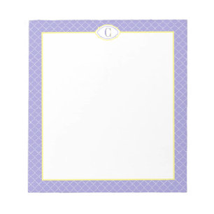 Bloc-note Bleu Français de Côte Blanc Jaune Treillis Monogra