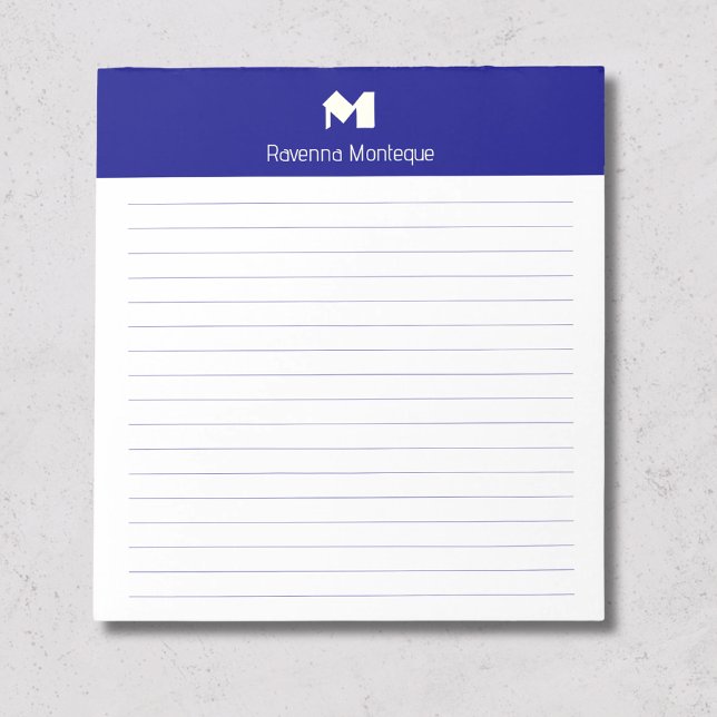 Bloc-note Bleu marine stylisé personnalisé monogramme nom li (Créateur téléchargé)