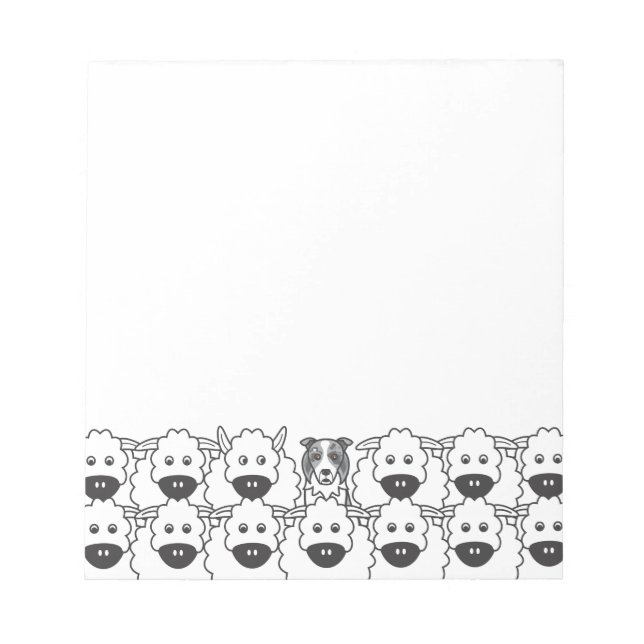 Bloc-note Bleu Merle Bordure Collie dans le mouton (Devant)