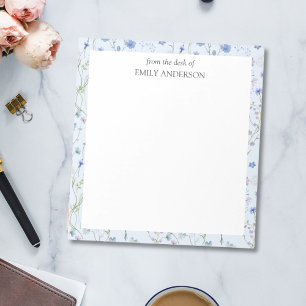 Bloc-note Bleu pourpre joli Fleur sauvage motif floral