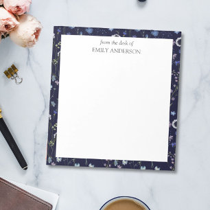 Bloc-note Bleu pourpre joli Fleur sauvage motif floral