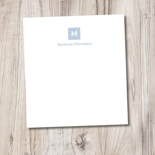 Bloc-note Bleu Poussiéreux Moderne Chic Tendance Monogramme  (Créateur téléchargé)