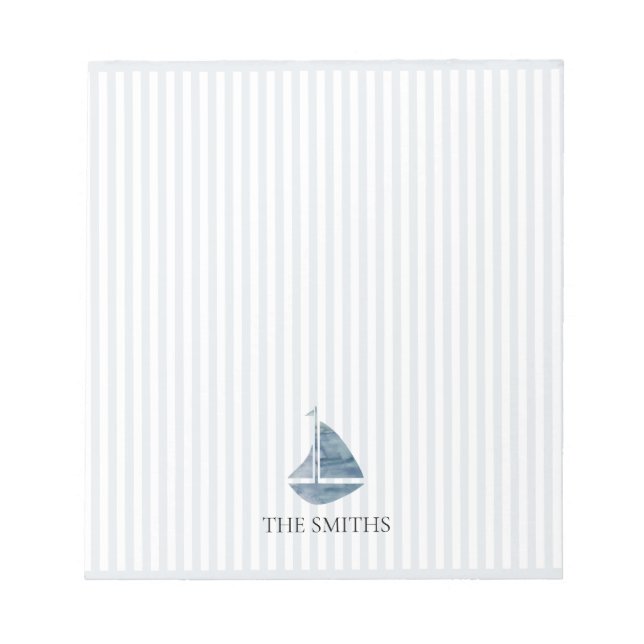 Bloc-note Bleu Sailboat Nautical Stripe (Devant)