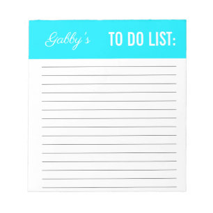 Bloc-note Bleu uni uni personnalisé à faire liste