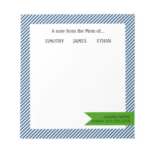 Bloc-note Bleu, Vert Accent Note de la maman de...