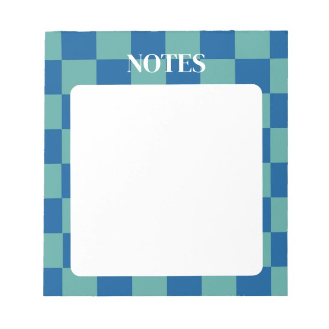 Bloc-note Bleu & Vert Carreaux Gras & Personnalisable (Devant)