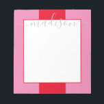 Bloc-note Bloc de couleur Nom du script personnalisé Bloc-no<br><div class="desc">PreppyPrint.com - Ajoutez votre touche personnalisée à ce bloc-notes. Cliquez sur "personnaliser", puis sur "customiser" pour modifier la couleur et la taille de la police afin de vous adapter à la bonne recherche pour votre nom. Transférez aussi ce design sur les produits de votre choix ! Veuillez visiter mon magasin...</div>